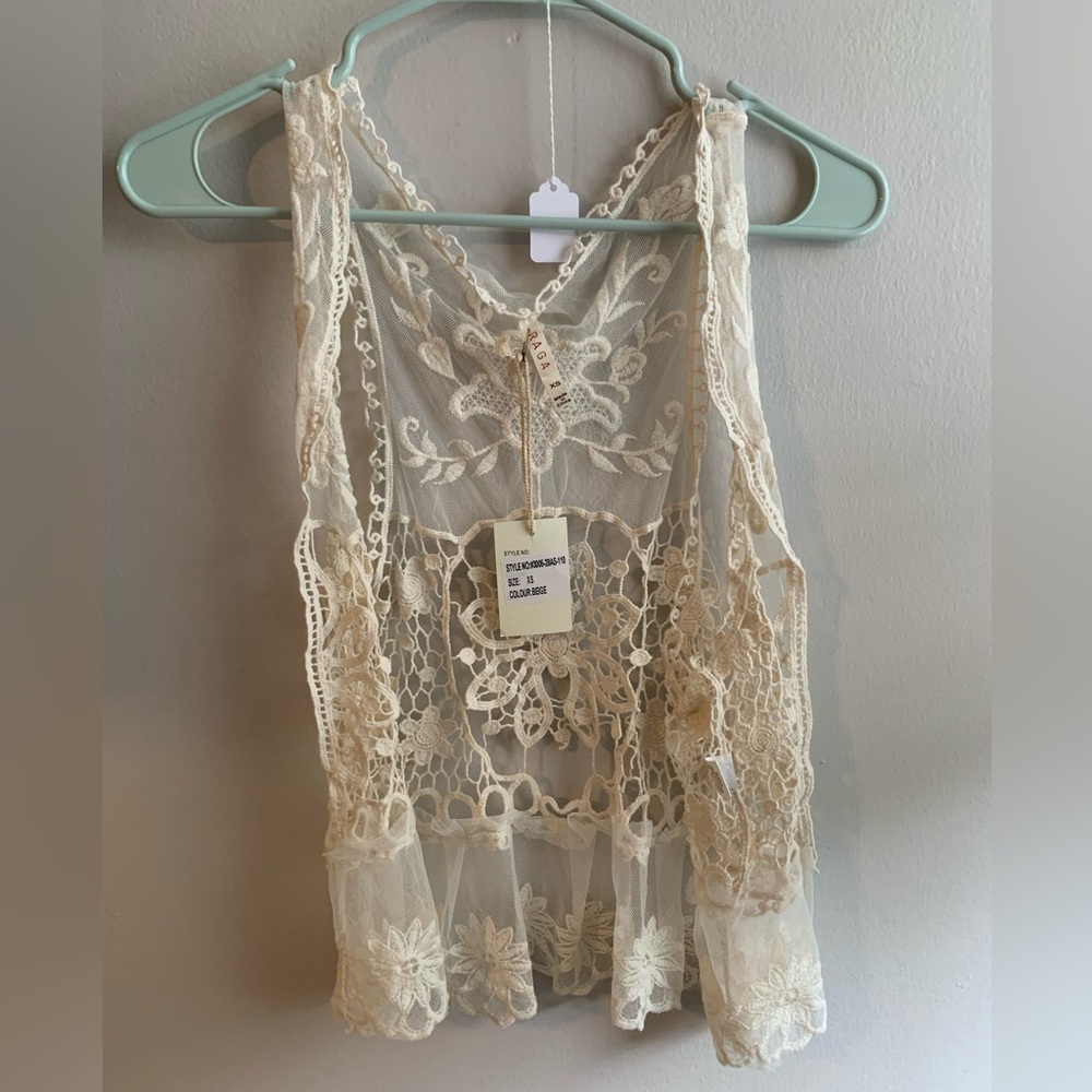 10. NWT RAGA Cream Lace Vest